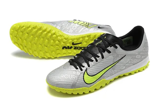 Nike Mercurial Vapor cinza amarelo baixo-corte sintético superior repetitivo gráfico impressão grama artificial sapatos futebol 7