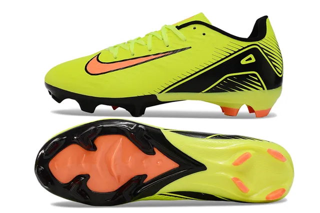 Nike Mercurial Vapor Neon Yellow Black Orange Firm-Ground Soccer Shoes 6