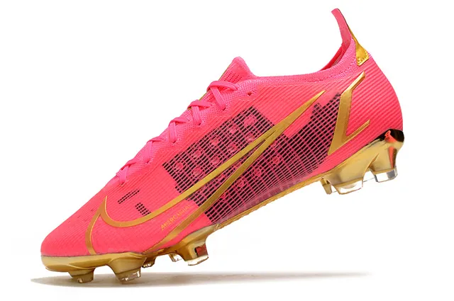 Nike Mercurial Vapor وردي وذهبي أحذية كرة القدم للأرض الصلبة 5