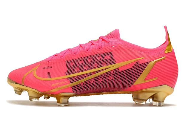 Nike Mercurial Vapor وردي وذهبي أحذية كرة القدم للأرض الصلبة 6