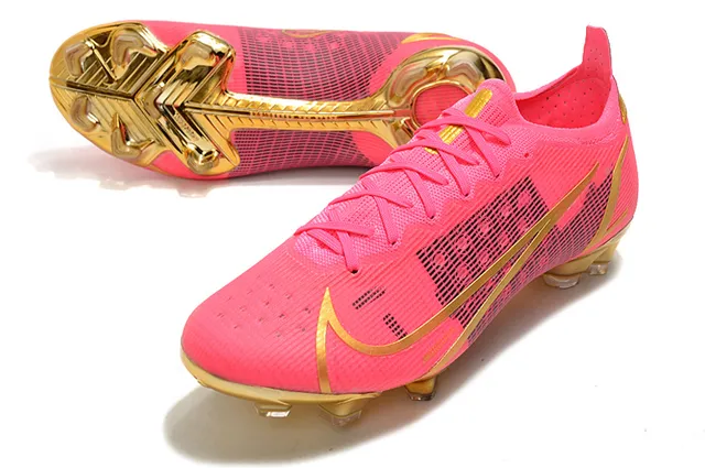 Nike Mercurial Vapor وردي وذهبي أحذية كرة القدم للأرض الصلبة 7