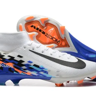 Nike Mercurial Vapor White Multicolor High-Cut Sock-Fit Collar Firm-Ground Soccer Shoes