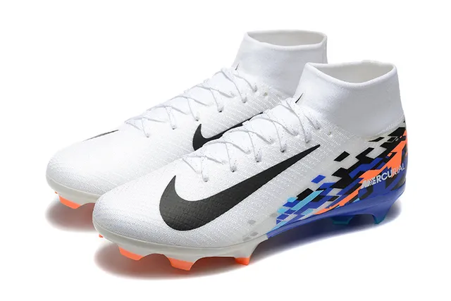 Nike Mercurial Vapor White Multicolor High-Cut Sock-Fit Collar Firm-Ground Soccer Shoes 8