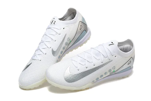 Nike Mercurial Vapor Blanc Argenté Basse Coupe Tige Synthétique Tricotée Turf Chaussures de Football 2