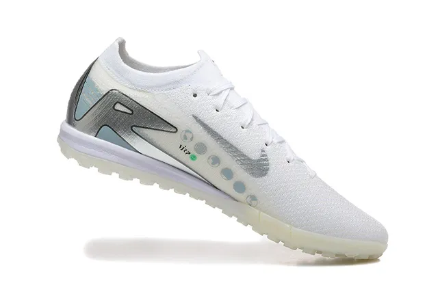 Nike Mercurial Vapor Blanc Argenté Basse Coupe Tige Synthétique Tricotée Turf Chaussures de Football 3