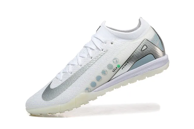 Nike Mercurial Vapor Blanc Argenté Basse Coupe Tige Synthétique Tricotée Turf Chaussures de Football 4