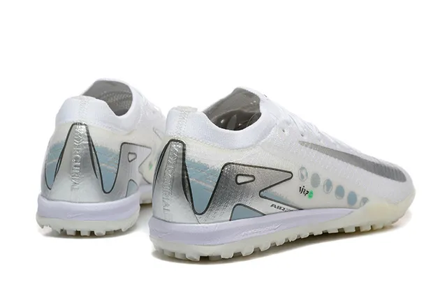 Nike Mercurial Vapor Blanc Argenté Basse Coupe Tige Synthétique Tricotée Turf Chaussures de Football 5