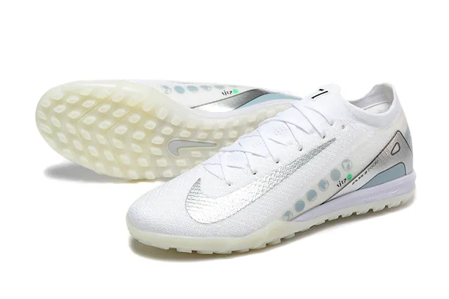 Nike Mercurial Vapor Blanc Argenté Basse Coupe Tige Synthétique Tricotée Turf Chaussures de Football 6