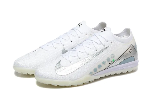 Nike Mercurial Vapor Blanc Argenté Basse Coupe Tige Synthétique Tricotée Turf Chaussures de Football 8