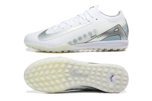 Nike Mercurial Vapor Blanc Argenté Basse Coupe Tige Synthétique Tricotée Turf Chaussures de Football 9