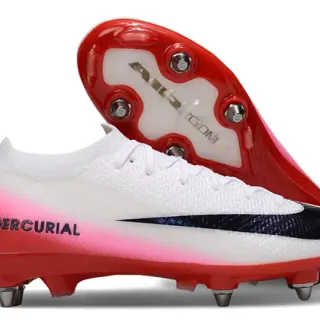 Nike Mercurial White Red Knit Upper Gradient Heel Firm-Ground Soccer Shoes