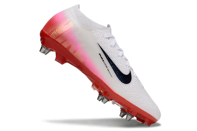 Nike Mercurial White Red Knit Upper Gradient Heel Firm-Ground Soccer Shoes 2