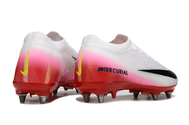 Nike Mercurial White Red Knit Upper Gradient Heel Firm-Ground Soccer Shoes 5