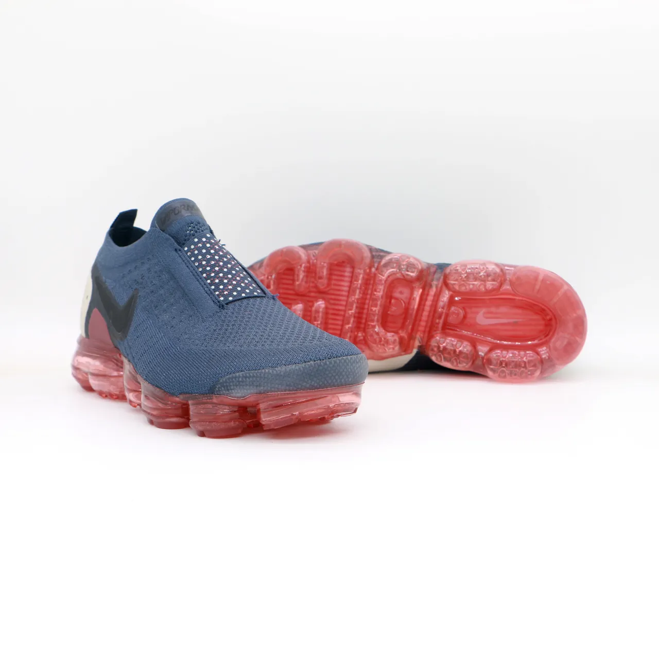 Nike Navy Red Slip-On Knit Upper Translucent Segmented Air Sole Lifestyle Sneakers 3