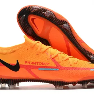 Nike橙色黑色针织鞋面动态贴合领部坚固地面足球鞋