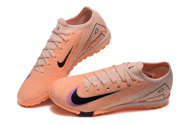 Nike Orange Noir Low-Cut Knit Upper Asymétriques Lacets Turf Chaussures de Football 3