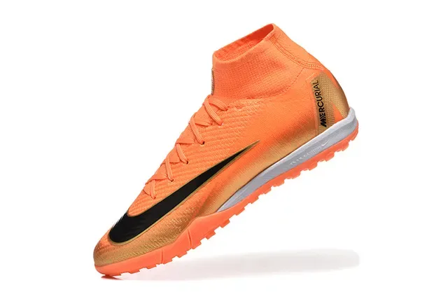 Nike Orange Doré Haut-Cut Maille Supérieure Overlay Talon Métallique Chaussures de Football Turf 4