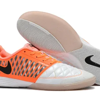 Nike Orange White Quilted Toe Box Synthetic Cage Overlay Indoor Soccer Shoes