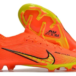 Nike Orange Yellow Low-Cut Knit Upper Dynamic Fit Collar Firm-Ground Soccer Shoes