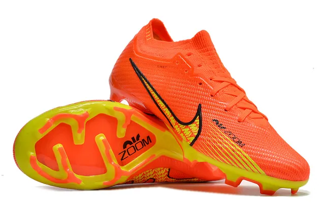 Nike Orange Yellow Low-Cut Knit Upper Dynamic Fit Collar Firm-Ground Soccer Shoes 2