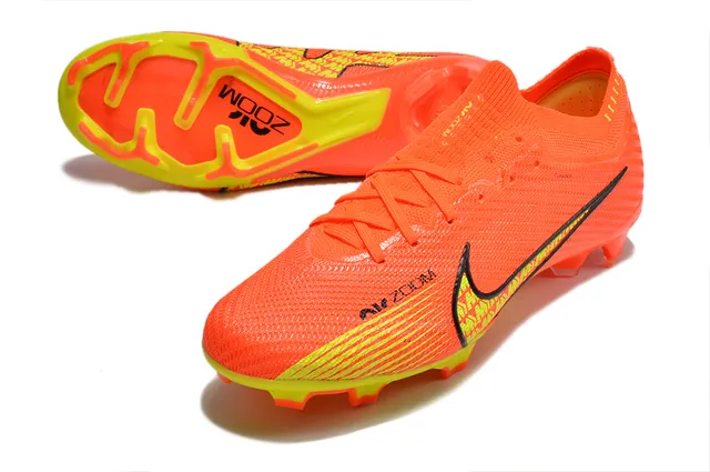 Nike Orange Yellow Low-Cut Knit Upper Dynamic Fit Collar Firm-Ground Soccer Shoes 3