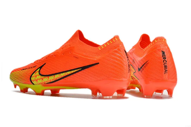 Nike Orange Yellow Low-Cut Knit Upper Dynamic Fit Collar Firm-Ground Soccer Shoes 4