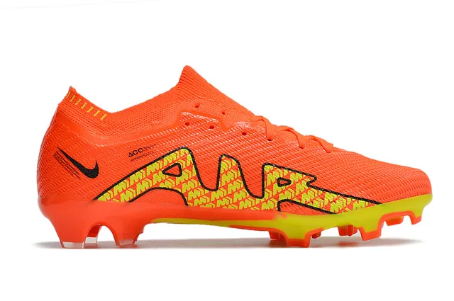 Nike Orange Yellow Low-Cut Knit Upper Dynamic Fit Collar Firm-Ground Soccer Shoes 5