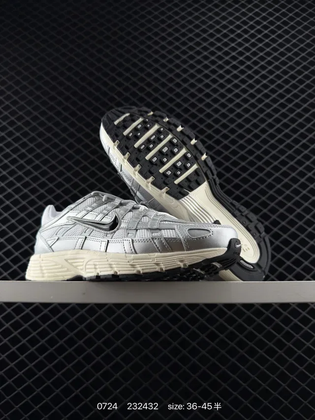 Nike P-6000 Metallic Silver and Off-White Lifestyle Sneakers 5