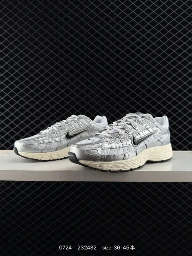 Nike P-6000 Metallic Silver and Off-White Lifestyle Sneakers 6