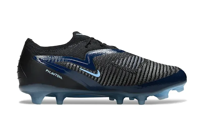 Nike Phantom GT أسود أزرق Flyknit Upper Dynamic Fit Collar Firm-Ground أحذية كرة القدم 7