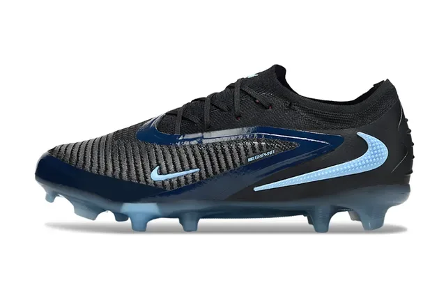 Nike Phantom GT أسود أزرق Flyknit Upper Dynamic Fit Collar Firm-Ground أحذية كرة القدم 8