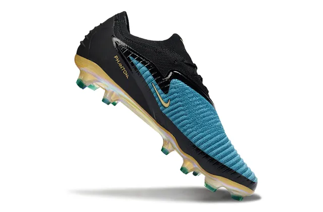 Nike Phantom GT Black Blue Knit Upper Iridescent Sole Firm-Ground Soccer Shoes 2