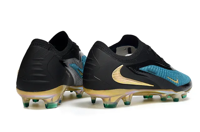 Nike Phantom GT Black Blue Knit Upper Iridescent Sole Firm-Ground Soccer Shoes 5