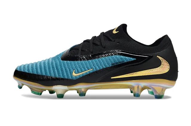 Nike Phantom GT Black Blue Knit Upper Iridescent Sole Firm-Ground Soccer Shoes 7