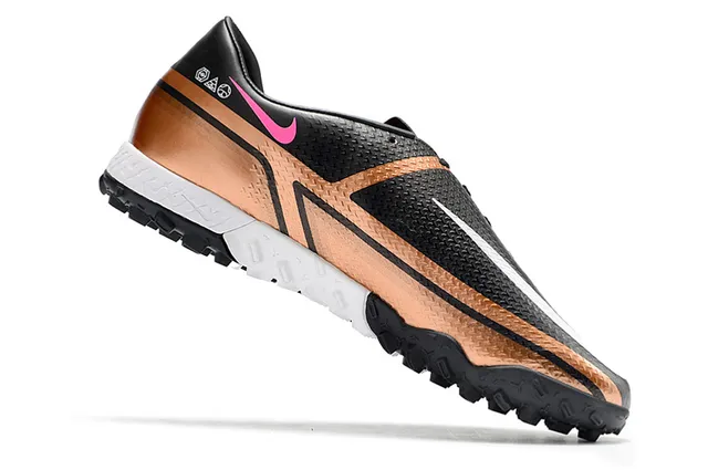 Nike Phantom GT Noir Marron Bas Synthétique Supérieur Métallique Cuivre-Orange Dégradé Pelouse Chaussures de Football 14