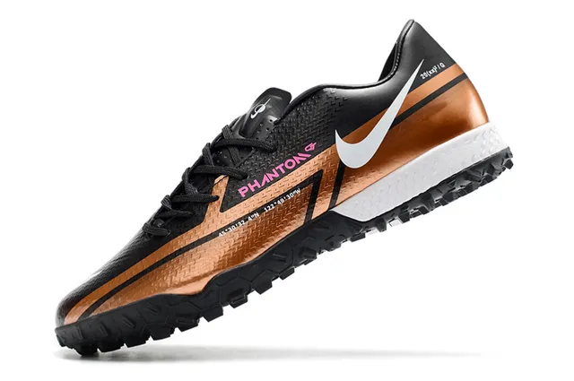 Nike Phantom GT Noir Marron Bas Synthétique Supérieur Métallique Cuivre-Orange Dégradé Pelouse Chaussures de Football 15
