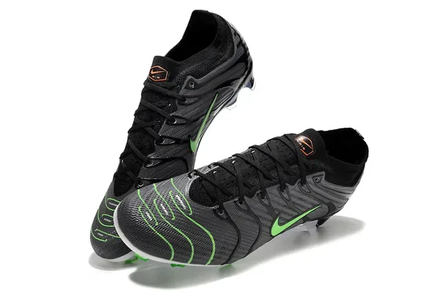 Nike Phantom GT أسود أخضر علو نسيج نمط موجي تراكبات اصطناعية أرض صلبة أحذية كرة قدم 7