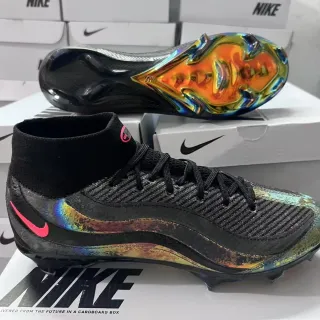 Nike Phantom GT Black Multicolor High-Top Sock-Fit Collar Firm-Ground Soccer Shoes