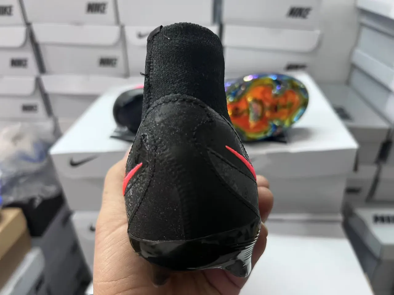 Nike Phantom GT Black Multicolor High-Top Sock-Fit Collar Firm-Ground Soccer Shoes 2