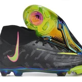 Nike Phantom GT أسود متعدد الألوان كعب نسيج مع تثبيت جوارب كعب إريديسينت هولوغرافيك أحذية كرة القدم للأرض الصلبة