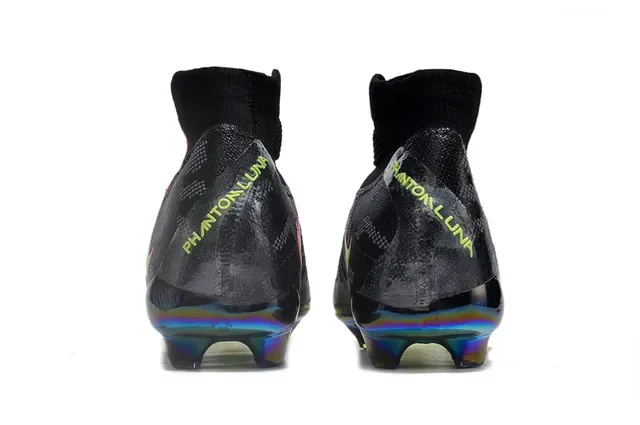 Nike Phantom GT Noir Multicolore Upper en Maille Ajusté à la Cheville Talon Iridescent Holographique Chaussures de Football Surface Firme 4