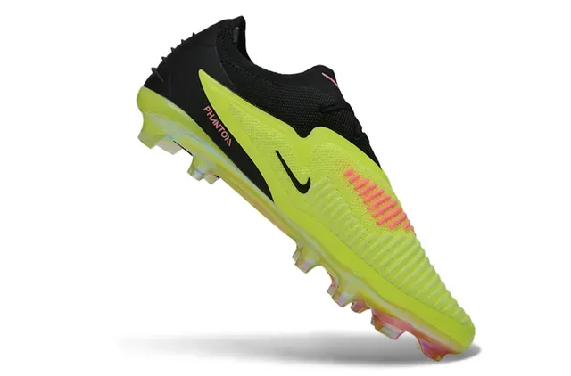 Nike Phantom GT Noir Jaune Coupe Basse Upper Tricoté Lacets Asymétriques Firm-Ground Chaussures de Football 2