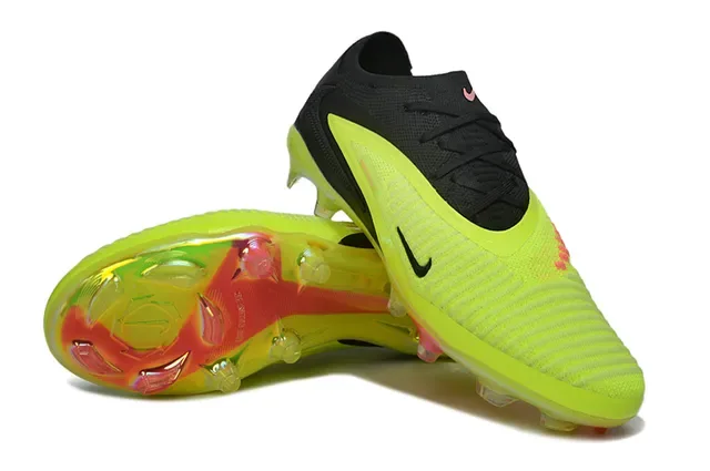 Nike Phantom GT Noir Jaune Coupe Basse Upper Tricoté Lacets Asymétriques Firm-Ground Chaussures de Football 4