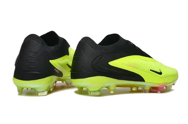 Nike Phantom GT Noir Jaune Coupe Basse Upper Tricoté Lacets Asymétriques Firm-Ground Chaussures de Football 5