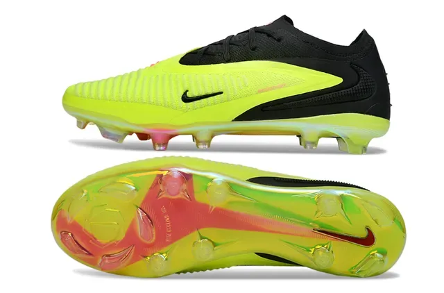 Nike Phantom GT Noir Jaune Coupe Basse Upper Tricoté Lacets Asymétriques Firm-Ground Chaussures de Football 6
