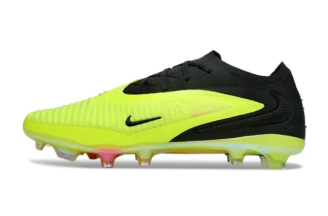 Nike Phantom GT Noir Jaune Coupe Basse Upper Tricoté Lacets Asymétriques Firm-Ground Chaussures de Football 7
