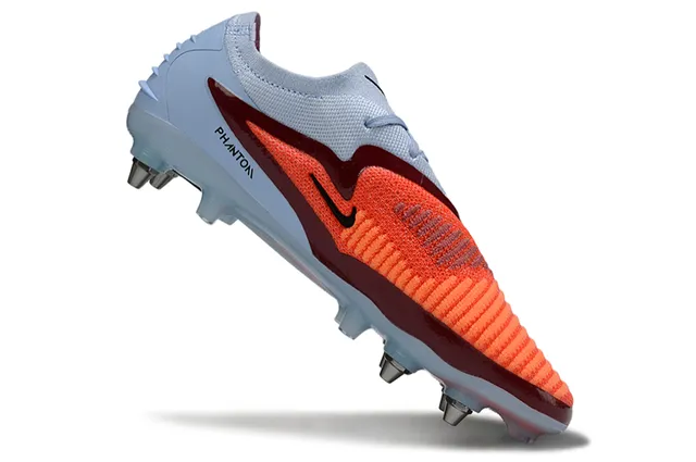 Nike Phantom GT Blue Orange Low-Cut Knit Upper Asymmetric Maroon Band Firm-Ground Soccer Shoes 2