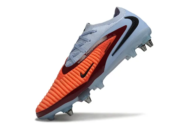 Nike Phantom GT Blue Orange Low-Cut Knit Upper Asymmetric Maroon Band Firm-Ground Soccer Shoes 3