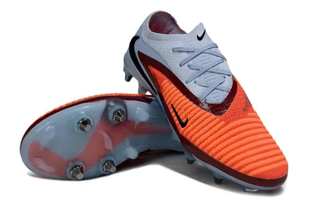 Nike Phantom GT Blue Orange Low-Cut Knit Upper Asymmetric Maroon Band Firm-Ground Soccer Shoes 4