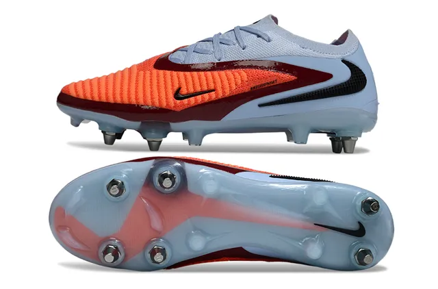 Nike Phantom GT Blue Orange Low-Cut Knit Upper Asymmetric Maroon Band Firm-Ground Soccer Shoes 6